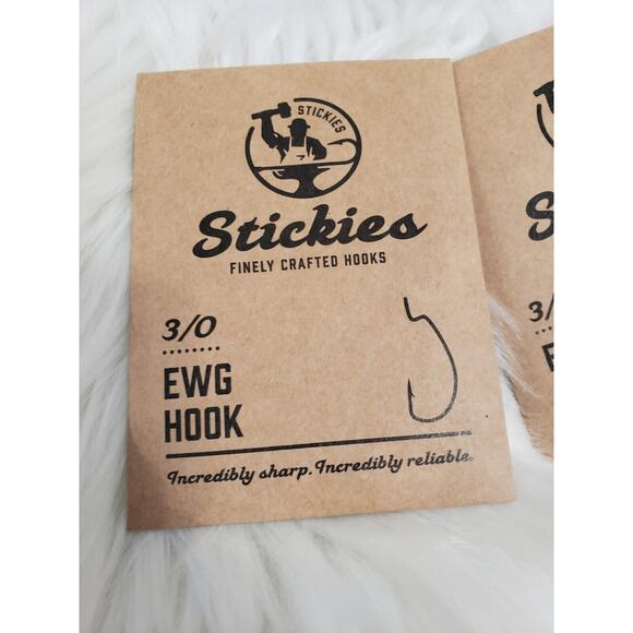 LOT 2 PACKS - 6 HOOKS Stickies Finely Crafted EWG‎ Hooks Size 3/0 - Picture 2 of 3
